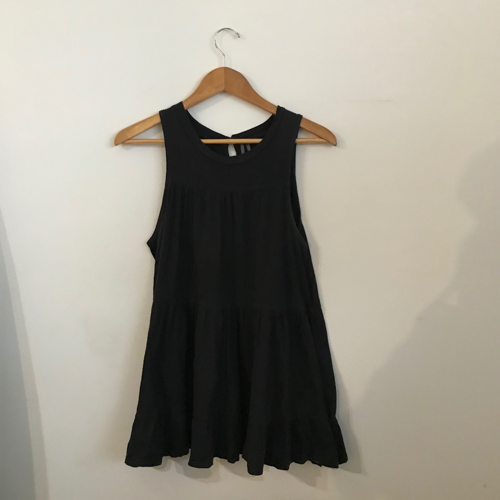 Anthropologie Black Cotton Mini Tshirt Dress
